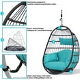 thumbnail image 2 of Sunnydaze Penelope Resin Wicker Egg Hanging Chair with Cushions, Turquoise, 2 of 7