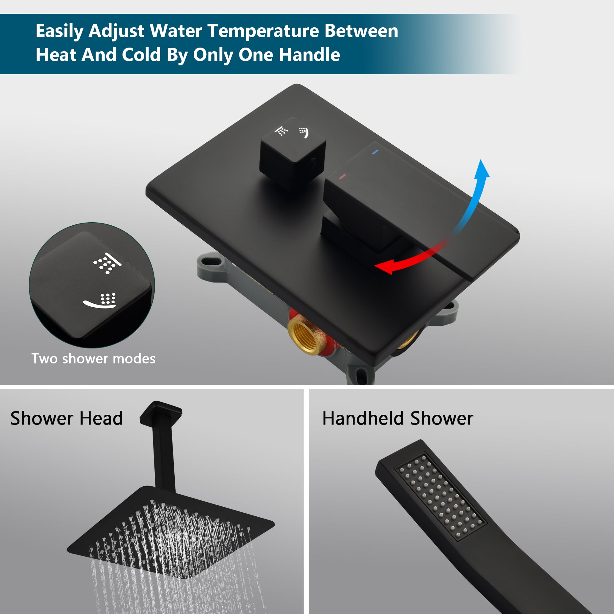 10 Inch Bathroom Luxury Rain Mixer Complete Combo Set Ceiling-Mounted Rainfall Shower Head and Handle System