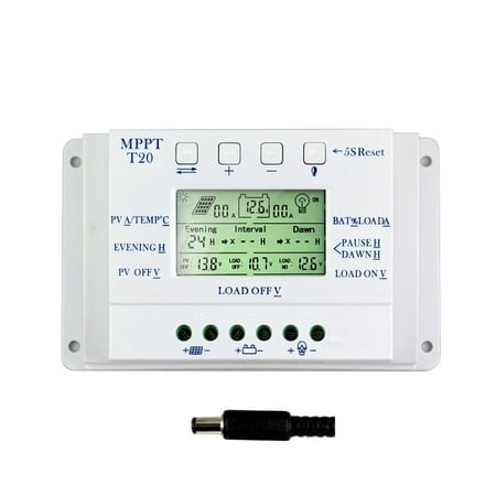 

MPPT T20 Solar Charge Controller 12V 24V Auto MPPT+PWM 20A 260W LCD Display Solar Panel Battery Regulator Max PV 48V OEM -------- High Charging Efficiency