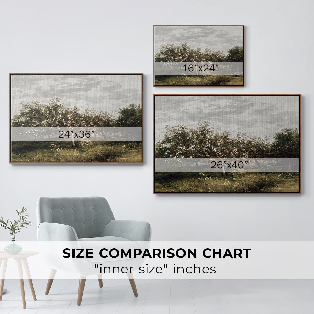 Vintage Landscape-MI By Wexford Home Framed in Walnut Wood Gallery Wrapped Canvas 25 in. x 37 in.