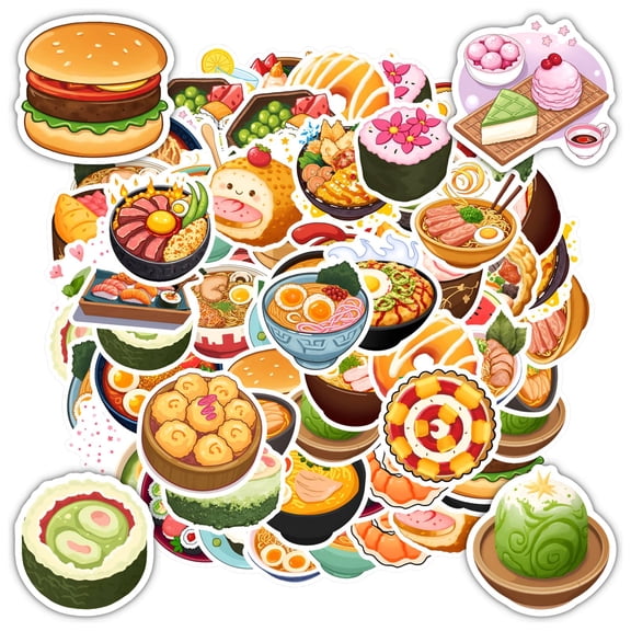 35pcs-50pcs Japanese Stickers Food Stationery Stickers Cute Stickers Kawaii Stickers for Notebooks Laptops Phones