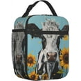 thumbnail image 3 of Insulated Lunch Box for Women Cow Lunch Bag for Work,Picnic,,Travel,Hiking, Beach or Fishing Polyester Sunflower Cow Lunch Box, 3 of 8