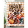 thumbnail image 2 of Fsddascl Rugby Pumpkin Fall Shower Curtain Set - Long 72" x 84" Washable Bathtub Curtain with 12 Hooks, Thanksgiving Botanical Plaid Leaves Waterproof Fabric Stall Shower Curtains for Bathroom, 2 of 6