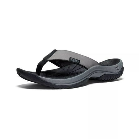 Keen Men's Kona Leather Flip-Flop, Steel Grey/Black, Size 10