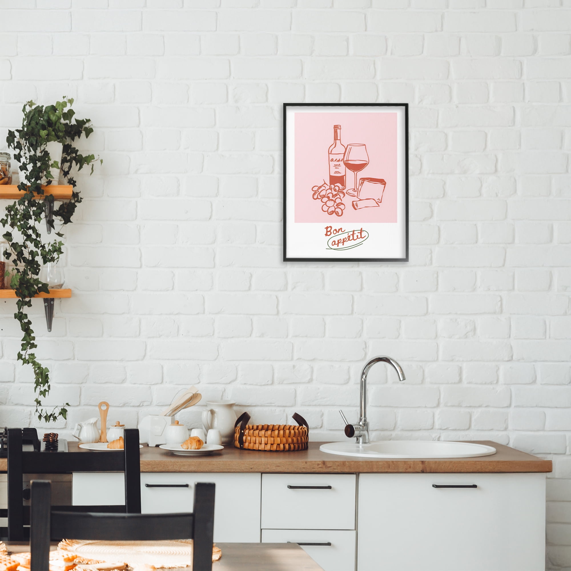 Stupell Industries Bon Appetit Wine & Grapes Black Framed Giclee Art, design by The Prints Vibe