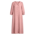 thumbnail image 7 of Ayolanni 3/4 Sleeve Dresses for Women Babydoll V Neck A-Line Maxi Dresses Button Down Hawaii Beach Solid Long Dress with Pockets Pink XXXL, 7 of 7