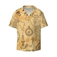 thumbnail image 5 of PAYOHTO Vintage Globe Compass World Map Mens Hawaiian Casual Short-sleeved Shirt Tropical Summer Beach Button Down Shirts, 5 of 7