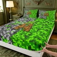 thumbnail image 4 of meiyoeat Classic Pixel Miner Games Bed Sheets For Boys,Monogram Letter A Full Size Sheets,4-Piece,1 Flat Sheet,1 Fitted Sheet and 2 Pillowcases, 4 of 6