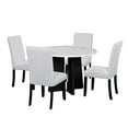 thumbnail image 6 of 5-Piece Round Dining Table Set for 4, 43-Inch Modern Kitchen Table with 4 Upholstered Chairs, Solid Wood & MDF Dining Room Furniture Set, 6 of 9