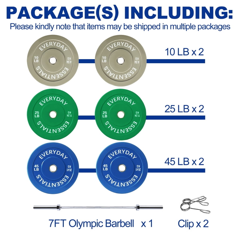 Fitvids Olympic Bumper Plates Set - 70LB Weight Plates (2x10LB, 2x25LB) For Strength Training, 2" Center Hole