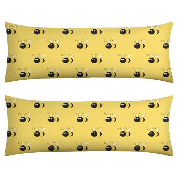 Hive Design 20"x54" Body Pillow Cover - Breathable Maternity & Sleeping Pillowcase with Hidden Zipper (Yellow Cartoon Bee Pattern)