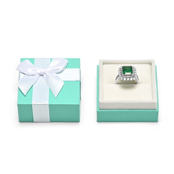 Oirlv Bowknot Ring Box Small Ring Gift Box for Jewelry Ring Box Leather & Velvet Green