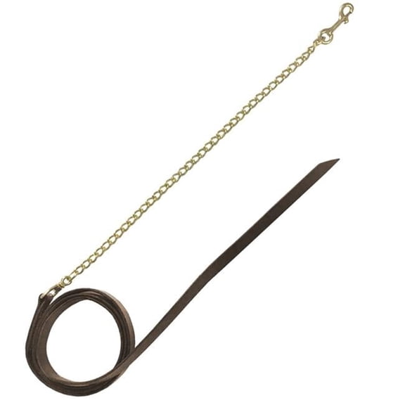 Jacks 3542-30 Leather Lead Shank with 30 in. Solid Brass Chain