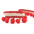 thumbnail image 1 of Zhuge Cinta de costura trenzada con flecos y borlas para cortinas, rollo de tela para tapicería, color rojo, 1 of 5