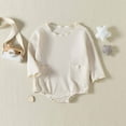 thumbnail image 2 of Body De Bebé Canastilla Onesies Para Niños Pequeños Otoño Primavera Niñas Niños Waffle Pocket Romper Manga Larga Botón Sudadera Monos Beige Odeerbi LM103-6882, 2 of 9