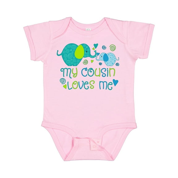 Inktastic My Cousin Loves Me Cute Elephants Boys or Girls Baby Bodysuit