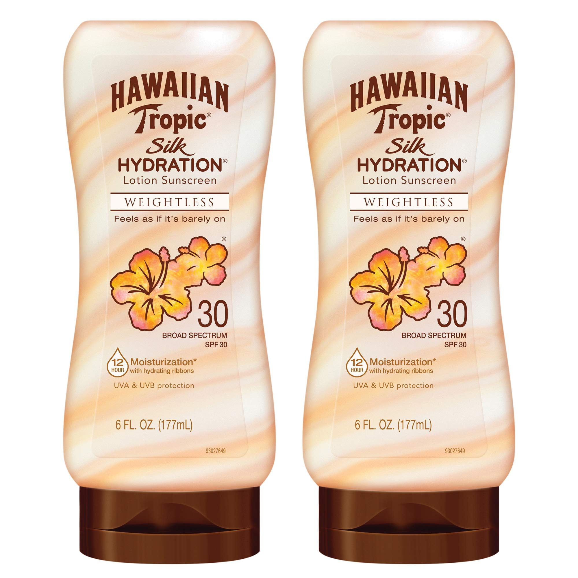 Hawaiian Tropic Weightless Hydration Lotion Sunscreen SPF 30 6oz Twin Pack Oil Free Sunscreen Hawaiian Tropic Sunscreen SPF 30 Oxybenzone Free