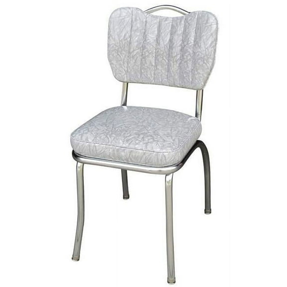 Richardson Seating Corp 4260CIG 4260 Handle Back Diner Chair -Cracked Ice Grey- with Single Tone Channel Back and 2 in. Box Seat  - Chrome