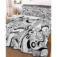 thumbnail image 3 of Quilts King Size Bedding Set, Black Cartoon Cats Lightweight Quilted Comforter, Modern Abstract Art Striped Cats Soft Reversible Bedspread Coverlet with Pillow Covers for All Season, 96" x 106", 3 of 7