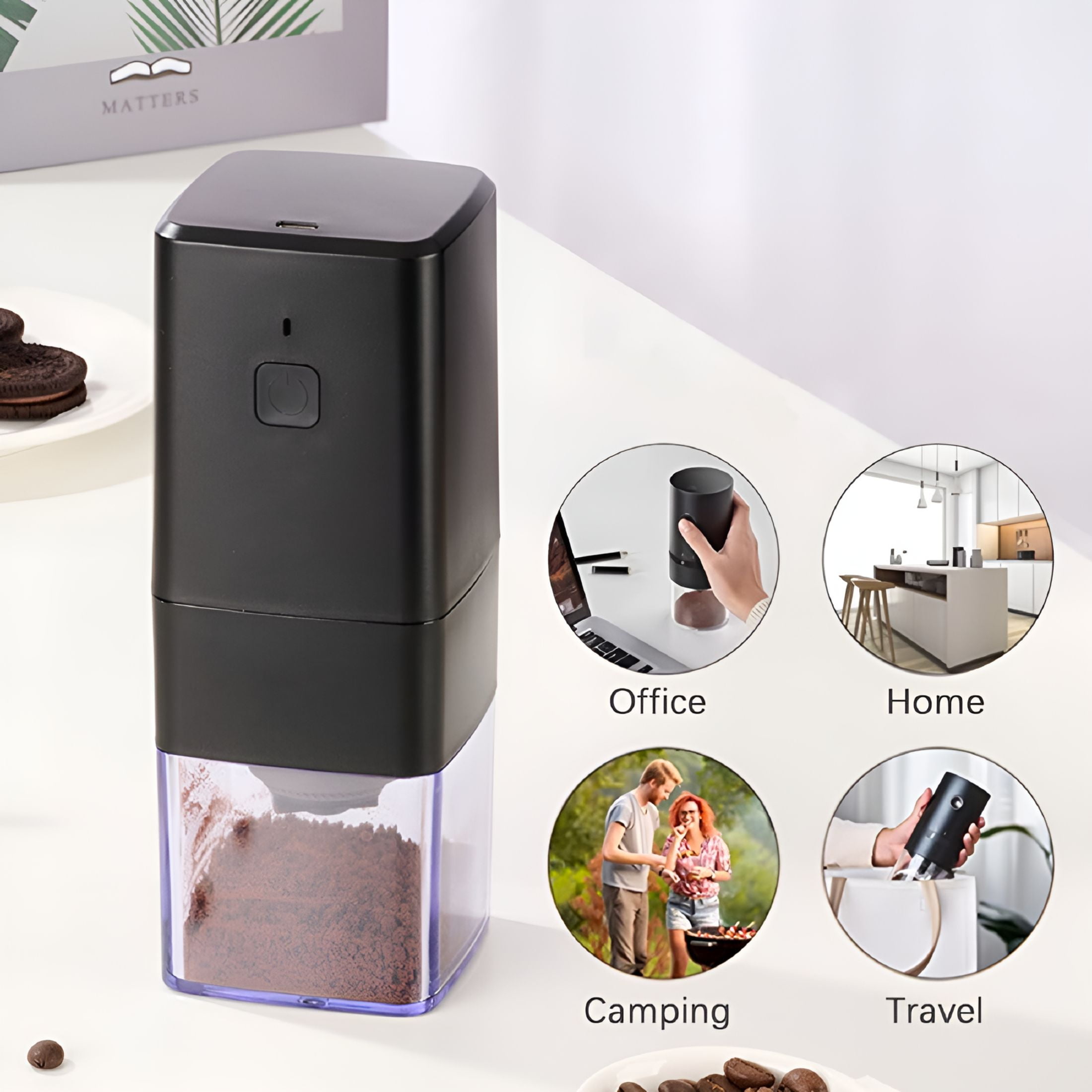 ZEPARO Portable Mini Electric Burr Coffee Grinder with Adjustable Coarse Fine Grinding Removable Chamber for Home Travel Office Coffee Shop Coffee Burr Grinder