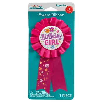 Birthday Girl Award Badge, Hot Pink, 1ct