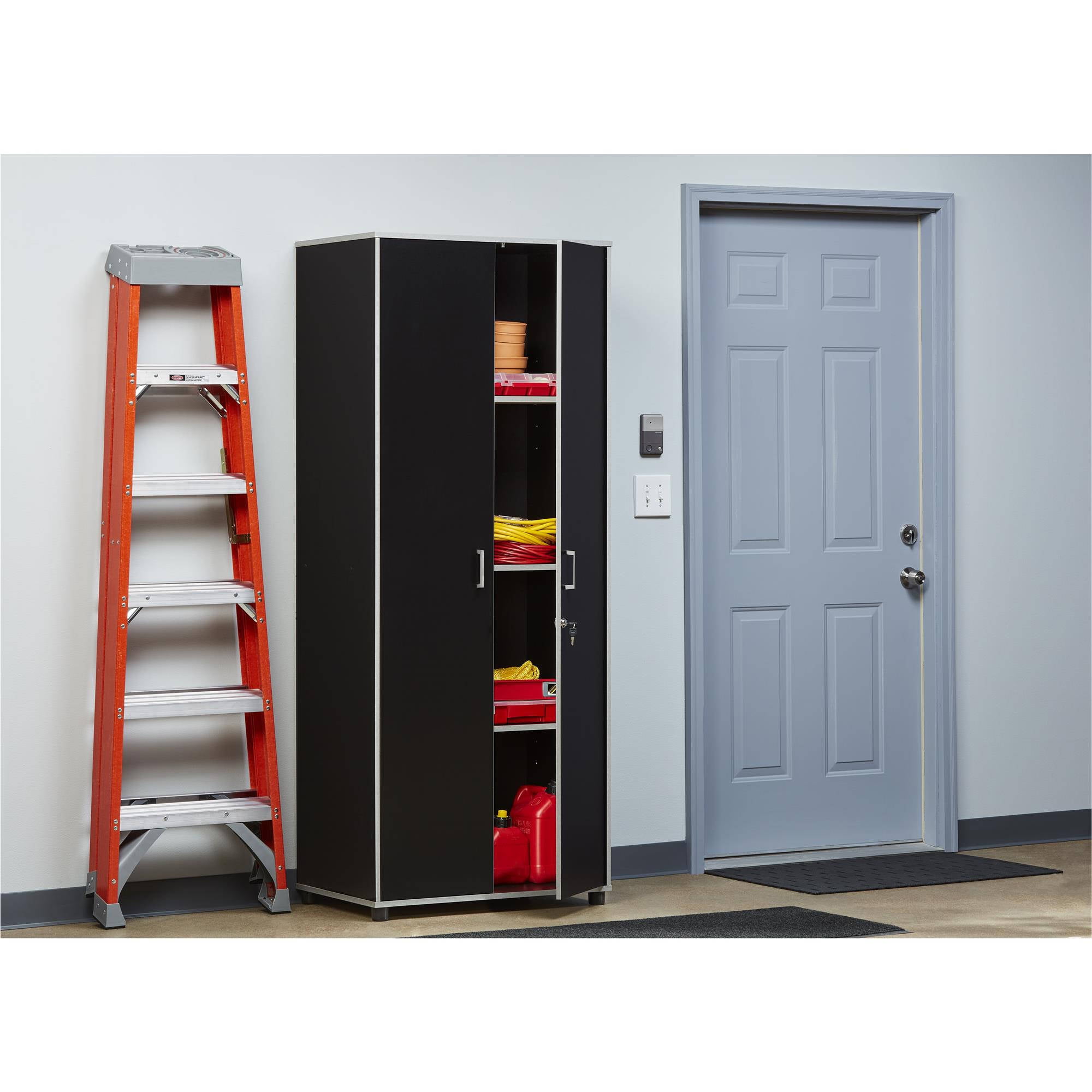 Storage Cabinet Garage Basement Lock And Key Adjule Shelves 2 Storage Cabinet Garage Basement Lock And Key Adjule Shelves 2 Door Black