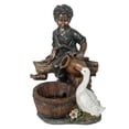 thumbnail image 1 of LuxenHome Bronze Résine Garçon de Ferme et Oie Fontaine Extérieure, 1 of 11