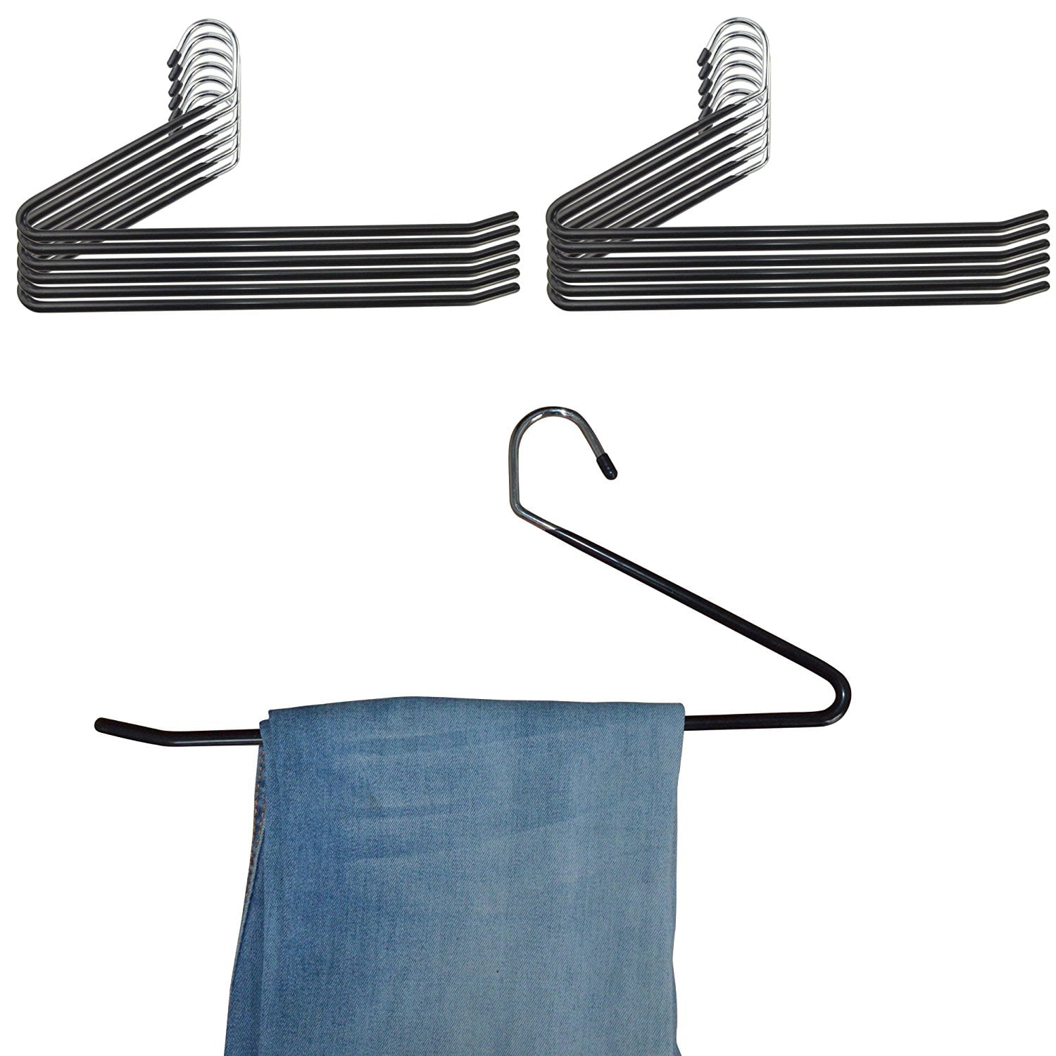 IPOW Slack Hangers Open Ended Non Slip Hangers Easy Slide Hanger Organizer for Pants Jeans ...