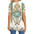 thumbnail image 5 of ClodeEU Women's V Neck Printed Short Sleeve Shirt,Loose Fit Casual Top with Button Blue,Womens Plus XXL, 5 of 7
