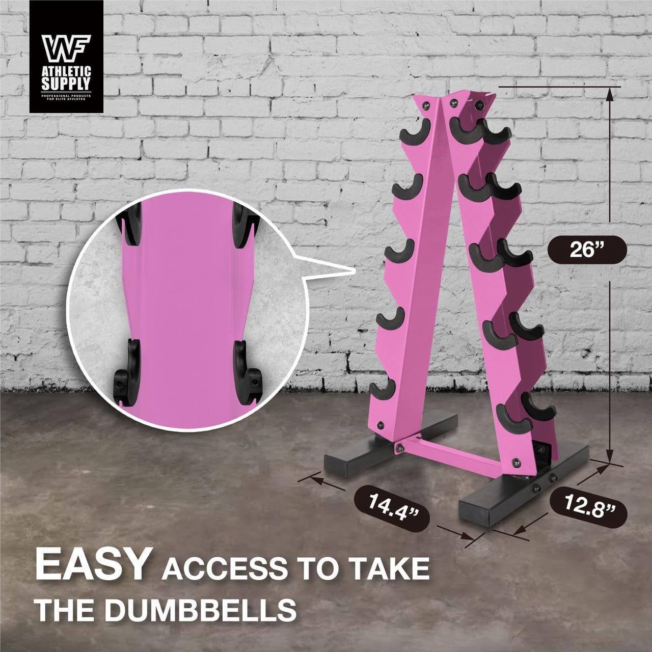 WF Athletic Supply Dumbbell Rack, 5-Tier A-Frame Dumbbell Rack for Dumbbell Storage, Color Options Available in Black / White / Pink / Green / Yellow / Red / Orange & Blue