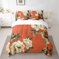 thumbnail image 3 of Feelyou Vintage Orange Floral Twin Bedding Sets 7-Piece, Western Rustic Flower Bedding Comforter Set, French Fashion Style Reversible Sheet Sets, Super Cozy Room Decor, 3 of 8