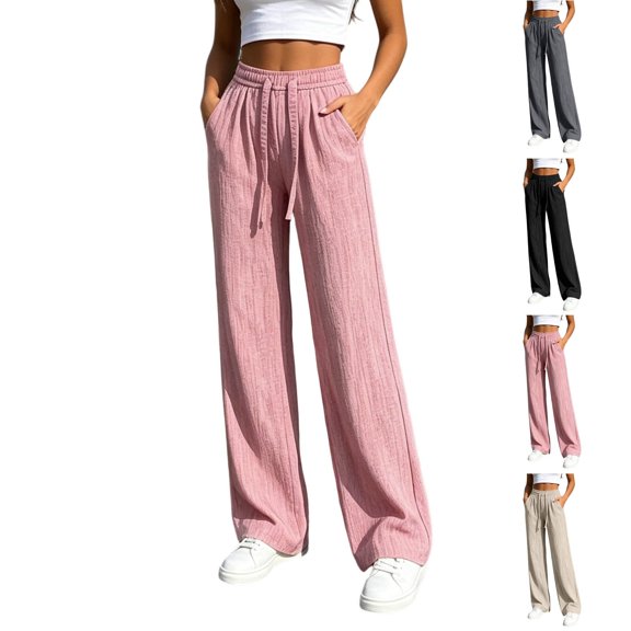 Ndbuld Womens Sweat Oants Fashion Women Casual High Waist Pocket Pants Pants Comfortable Casual Pants,Black,L