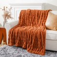 thumbnail image 1 of Battilo Fuzzy Faux Fur Throw Blanket, Soft Warm Reversible Rabbit Fur Blanket for Bed Couch, Orange Throw Blanket for Fall Winter and Spring, 50x60 Inches, 1 of 5