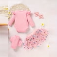 thumbnail image 2 of ZEHJUHAN Newborn Baby Girl's Outfit Set Letter Print Romper Tutu Skirt Headband Leggings Celebration Dress Pink，0-3M, 2 of 10