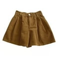 thumbnail image 2 of GZWYHT Shorts for Women Lounge Pants Women High Waist All Corduroy Straight Leg Shorts Ladies Casual High Waist All Corduroy Straight Leg Shorts Comfy Pants Women Flowy Shorts for Women Khaki M, 2 of 5