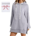 thumbnail image 2 of Hoodie Dress for Women 2026 Fall Winter Casual Long Sleeve Side Split Hem Hooded Sweatshirt Dress Pullover Top with Pockets, 2 of 7