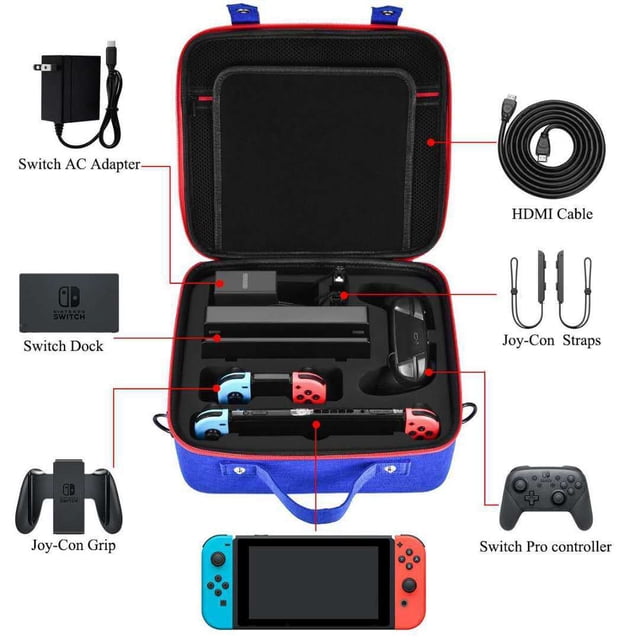 iVoler Estuche de almacenamiento de transporte para Nintendo Switch/Switch OLED Model, bolso de mensajero rígido de viaje portátil con forro suave para 18 juegos para consola Switch Pro Controller
