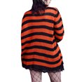 thumbnail image 3 of Sunloudy Women Knit Sweater Long Sleeve Crew Neck Striped Ripped Pullover Tops Spring Fall Streetwear, 3 of 5