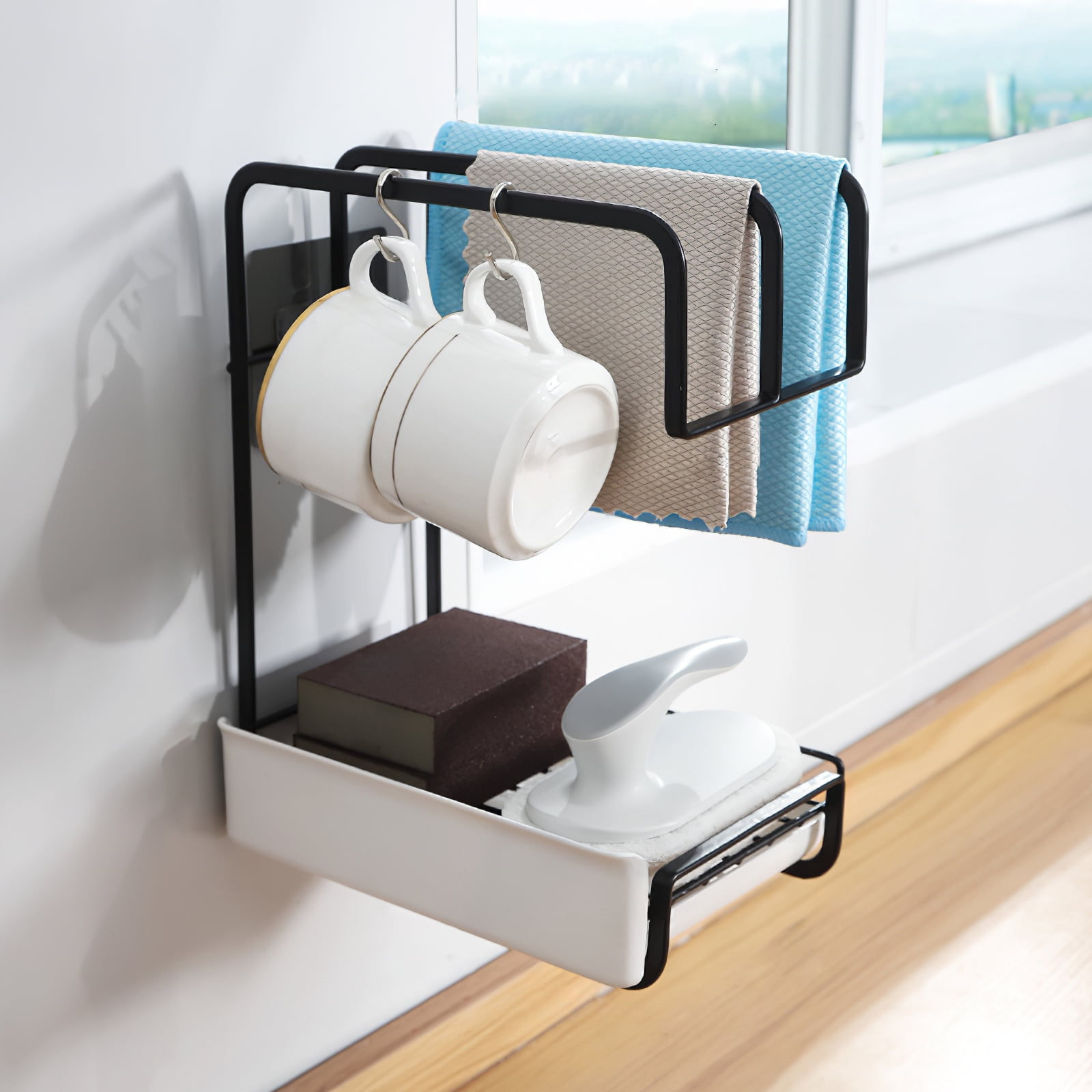 TureClos Iron Sponge Rack Kitchen Sink Storage Rack Double-layer Sink ...