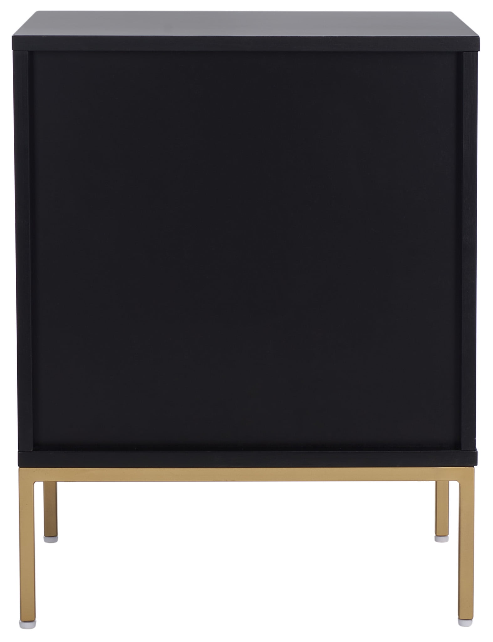 SAFAVIEH Zadie 2 Drawer Rattan Nightstand, Black w/ Natural Rattan/Gold Legs