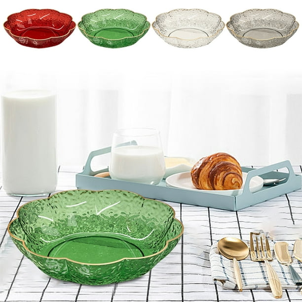 Bandeja transparente de 9,6 pulgadas - Bandeja de plástico de frutas y aperitivos para cocina, fiesta y ensalada - 24,5x24,5x6cm