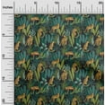 thumbnail image 2 of oneOoneRayonDarkGreenFabricTropicalAbstractLeafWithAnimalDiyClothingQuiltingFabricPrintFabricByYard56InchWide, 2 of 4