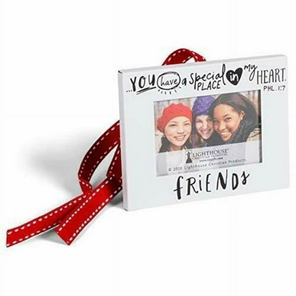 Lighthouse Christian Products 254869 3.75 x 3 in. Christmas Ornament Frame - Metal-Scripture Ink-Friends
