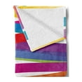thumbnail image 2 of Colorful Soft Flannel Fleece Throw Blanket, Multicolor Ribbon Style Abstract Design Vivid Rainbow Pattern Expression, Cozy Plush for Indoor and Outdoor Use, 50" x 70", Multicolor, by Ambesonne, 2 of 5