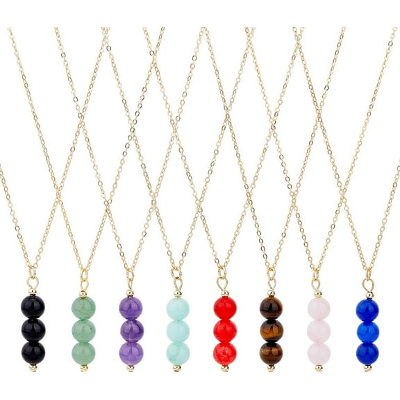 8 Pcs Natural Gemstone Pendant Necklaces Pendant Necklaces Jade Bead Necklaces Aventurine Amethyst Obsidian Necklaces Jewelry for Women diy