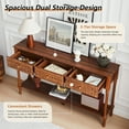 thumbnail image 6 of Wirrytor Retro Console Table with 2 Drawers for Narrow Entryway, Modern Sofa Table for Living Room, Narrow Sofa Table with Open Storage Shelf, Hallway Table and Couch Table Behind Sofa,Walnut, 6 of 8