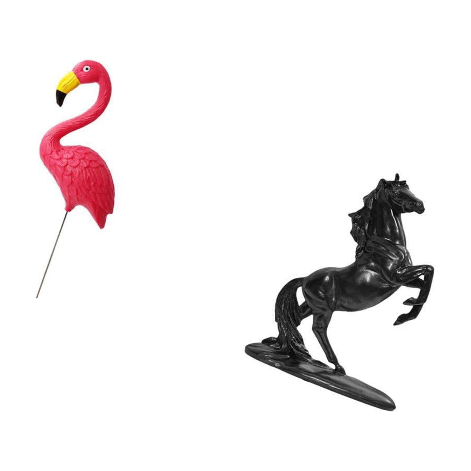 Miulika Flamingo Bird Fairy Garden Ornament and Horse Figurine Sculpture for Holiday Spring Landscape Bedroom Yard Art Accessories