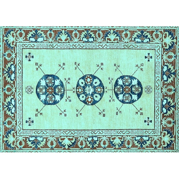 Ahgly Company Indoor Rectangle Abstract Light Blue Modern Area Rugs, 8' x 10'