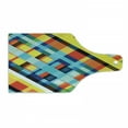thumbnail image 1 of Colorful Cutting Board, Vivid Colored Lines Stripes with Diagonal Elements Retro Layout with Modern Touch, Tempered Glass Cutting and Serving Board, Wine Bottle Shape, Multicolor, by Ambesonne, 1 of 1