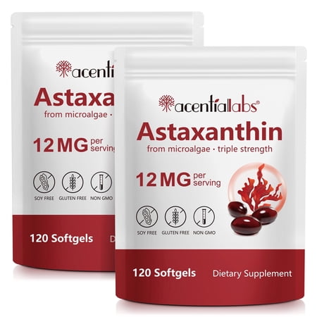 Astaxanthin 12mg 120 Softgels, Antioxidant Supplement for Eye, Joint & Skin Health, 4 Month Supply, 2 Pack